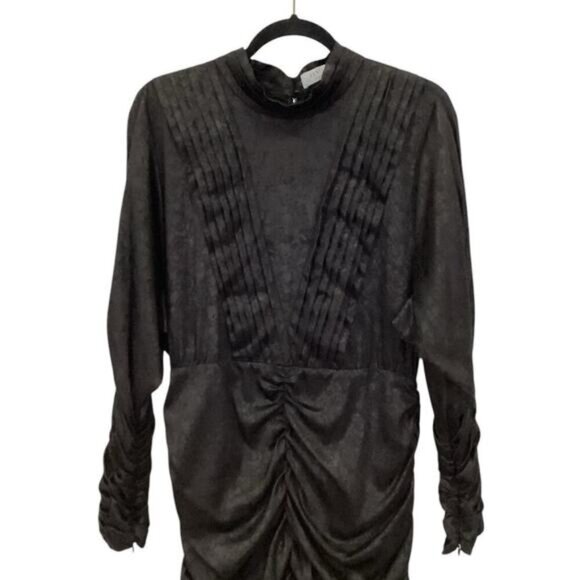 Hunter Bell Ariana Ruched Dress In Onyx Black Jacquard Size 12 - Picture 9 of 16